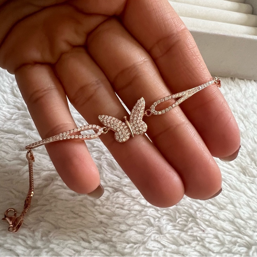 Butterfly Bracelet 925 Real Silver Charm Bracelet Jewelry Gift For Women